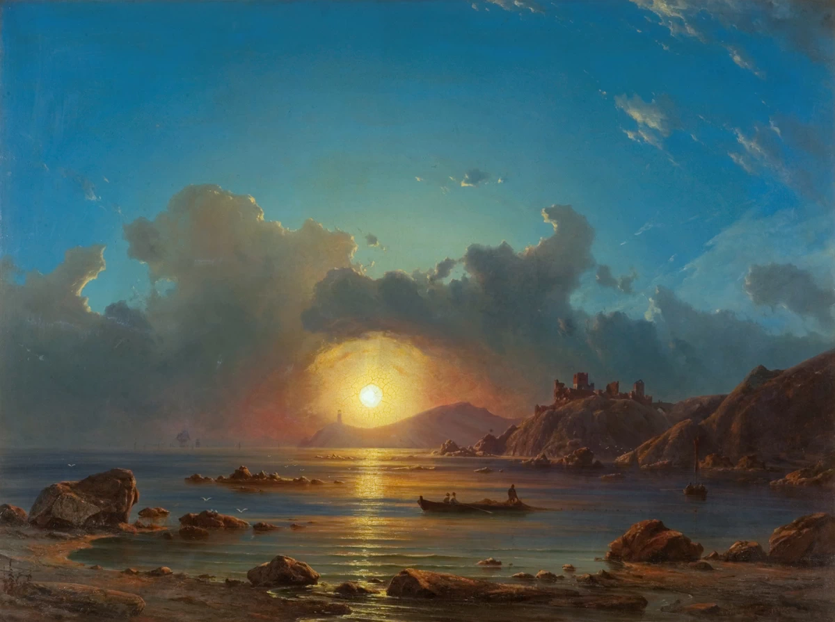 Tramonto su una baia, con le rovine del castello - Victoria and Albert Museum